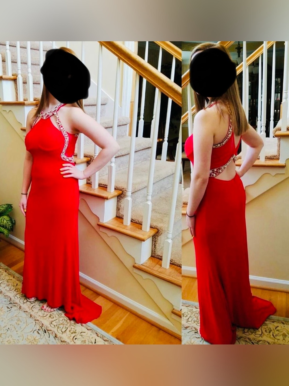 Dave & Johnny Red with Bedazzled Top Area Woman’s 5/6 Long Dress